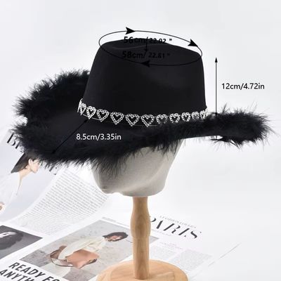 Black Disco Hat with Hearts