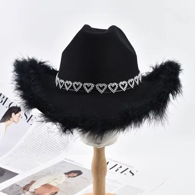 Black Disco Hat with Hearts