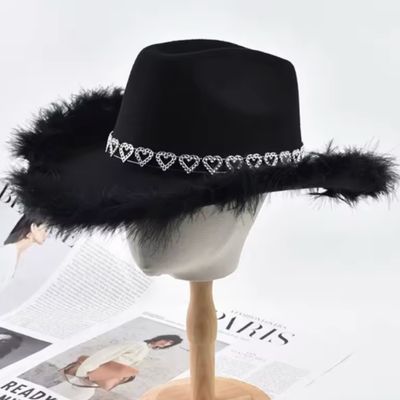 Black Disco Hat with Hearts